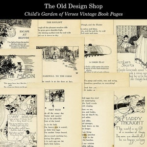 Pages de vieux livres pour les revues indésirables Fournitures de fabrication de cartes Jardin de vers pour enfants à usage commercial Pages de livres imprimables vintage Téléchargement numérique JPG