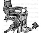 Antique Barber Chair Vintage Commercial Use Clip Art Illustration Digital Stamp Transfer Image PNG JPG