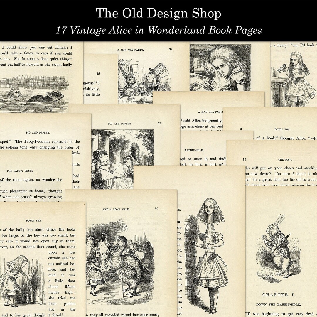 Alice in Wonderland Printable Book Pages Vintage Alice Graphics for ...