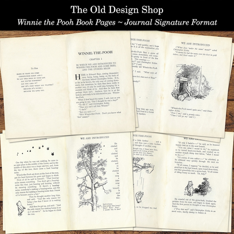 Winnie the Pooh Shabby and Aged Printable Vintage Storybook Pages for ...