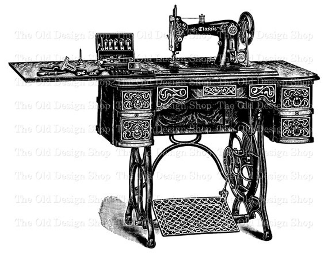 Sticker Sewing machine retro sketch for your design 