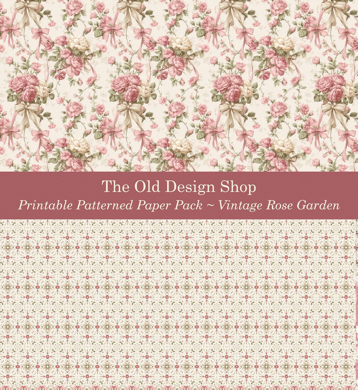 Vintage Rose Garden Digital Paper Pack Printable Romantic Pink Cottage ...