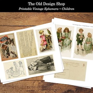 Children Clipart Printable Vintage Graphics for Junk Journal Ephemera Cardmaking Supply Full Commercial Use High Resolution JPG Format image 2