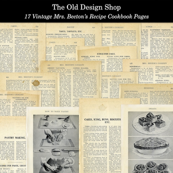 Vintage Dessert Recipes, Old Cookbook Book Pages, Digital Download JPG