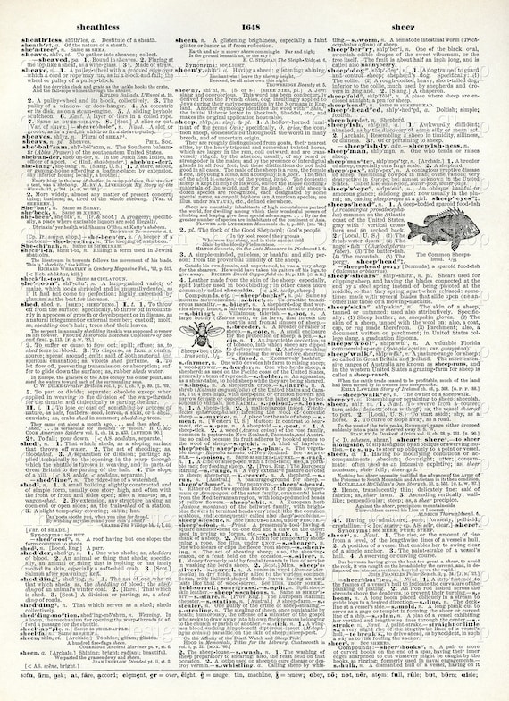 Printable Dictionary Page Definition for Shed Sheep Sheepdog Etsy