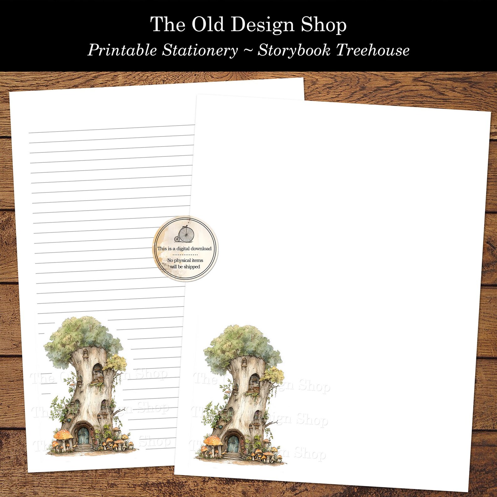 Tree House Notebook Treehouse Printable Stationery Storybook Woodland Writing Paper Lined ...