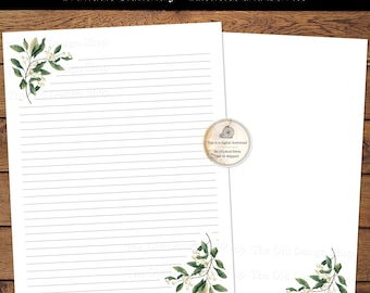 Mistletoe Berries Christmas Printable Letter Writing Stationery Watercolor Christmas Stationary Lined & Unlined US Letter Digital Download