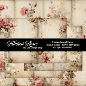 Junk Journal Druckbare Seiten Vintage Rosen Papier Pack Junk Journal Zubehör Digital Download Kartenherstellung Zubehör Scrapbook Papier Hintergründe