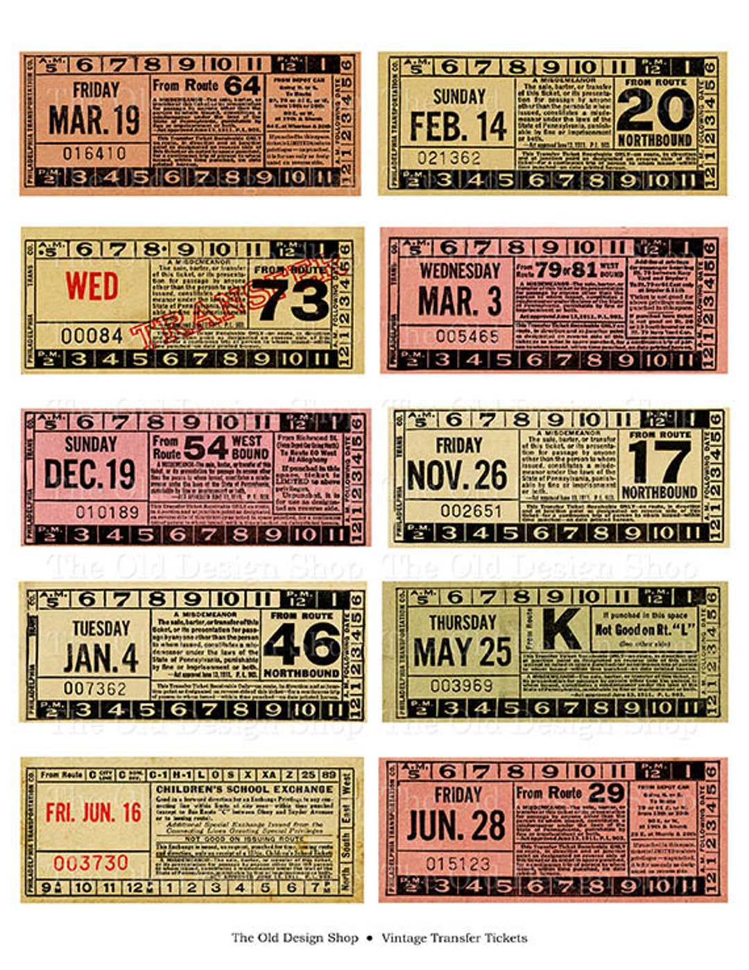 Antique Transfer Tickets Vintage Bus Tickets Printable Ephemera for Junk Journals Cardmaking Supply Commercial Use Digital Download JPG File - Etsy printable-bus-ticket-templates-transport-dramatic-play-resource-nurtured-neurons