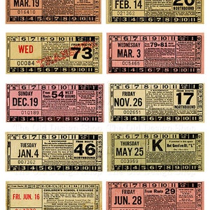 Antike Transfertickets Vintage-Bustickets Druckbare Ephemera für Junk Journals Kartenherstellung Versorgung Kommerzielle Nutzung Digitaler Download JPG-Datei