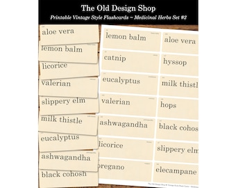 Medicinal Herbs No. 2 Printable Junk Journal Neutral Ephemera Cardmaking Supply Retro Flash Cards Botanical Words Digital Download JPG File