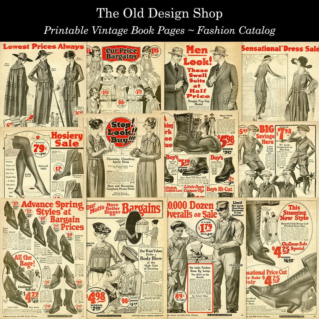 Printable Vintage Fashion Catalog Pages Vintage Fashion Graphics for