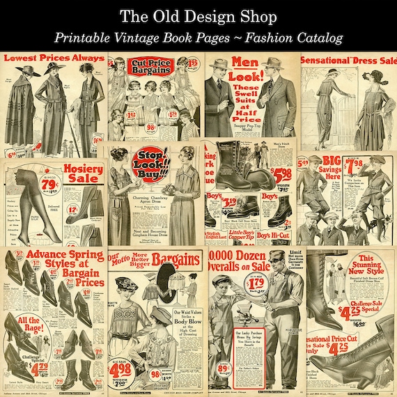 Printable Vintage Fashion Catalog Pages Vintage Fashion Graphics for Junk  Journals Cardmaking Paper Crafting Commercial Use Digital Download 