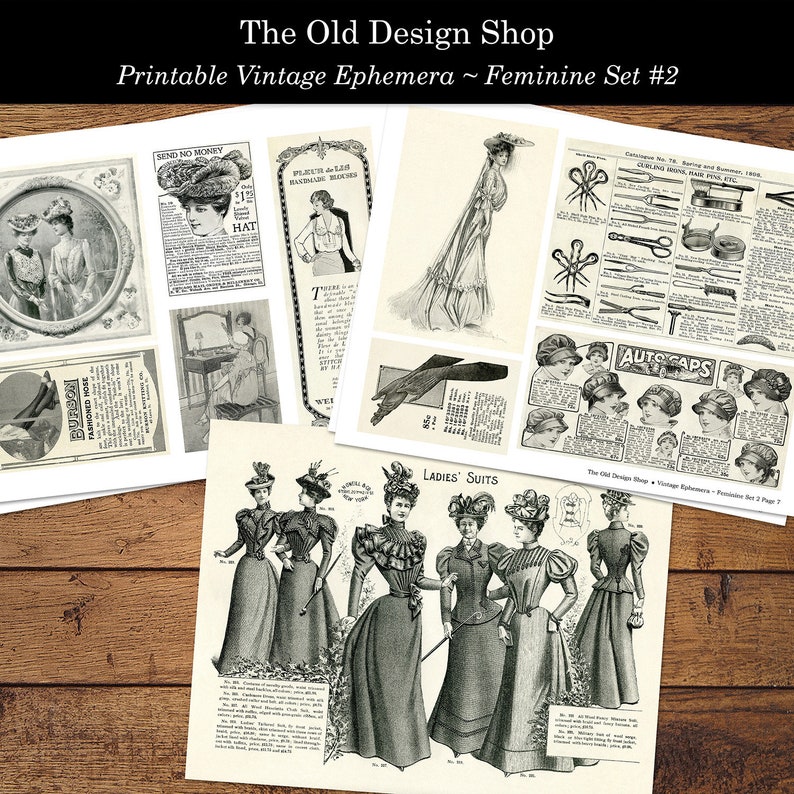 Printable Feminine Ephemera Set 2 for Junk Journals Cardmaking Supply Vintage Lady Graphics Commercial Use Digital Download JPG Format image 4