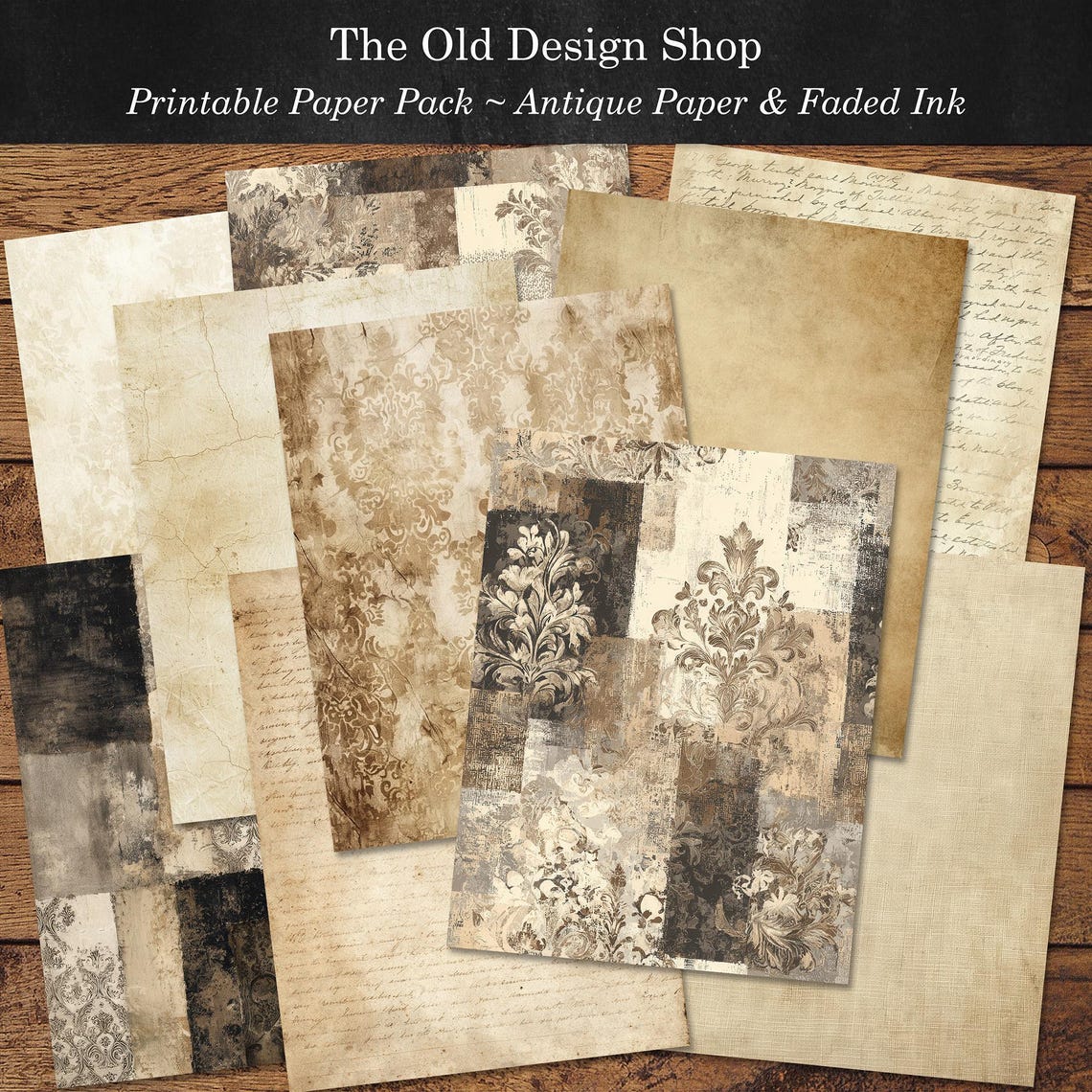Antique Paper & Faded Ink Digital Paper Pack, Tall Junk Journal Papers ...