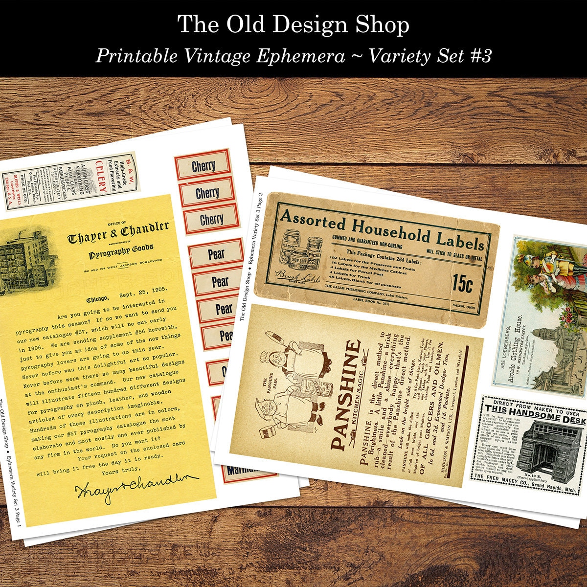 Set 3 Vintage Ephemera Variety Pack Printable Digital Download Collage ...