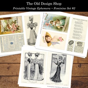 Printable Feminine Ephemera Set 2 for Junk Journals Cardmaking Supply Vintage Lady Graphics Commercial Use Digital Download JPG Format image 3