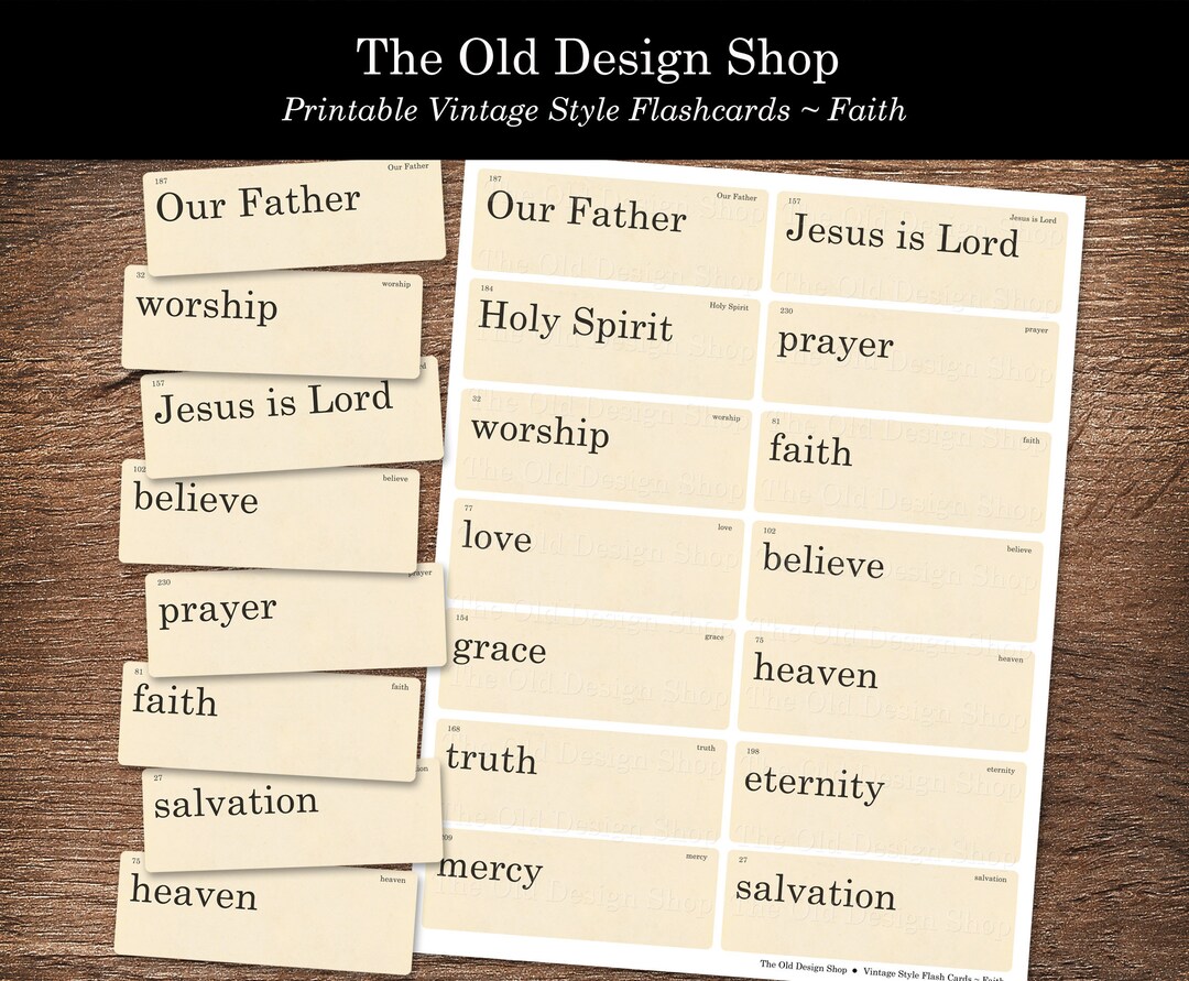 Faith Flashcards Printable Junk Journal Ephemera Cardmaking Supply