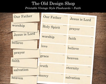 Tarjetas de fe imprimibles, diario basura, efímeras, suministros para hacer tarjetas, tarjetas retro vintage, imágenes prediseñadas religiosas, palabras, descarga digital