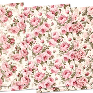 Soft Pink Roses Seamless Pattern Rose Background Digital Paper Vintage ...