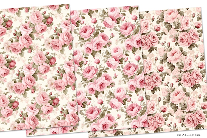 Soft Pink Roses Seamless Pattern Rose Background Digital Paper Vintage ...