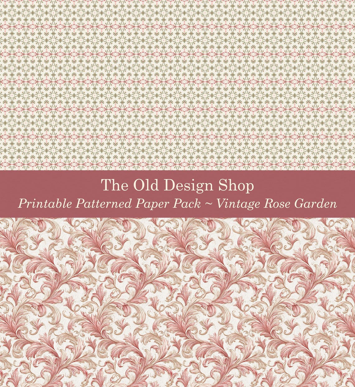 Vintage Rose Garden Digital Paper Pack Printable Romantic Pink Cottage ...