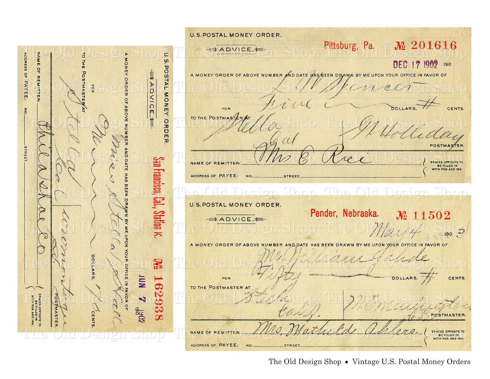 Antique Ephemera US Postal Money Orders Documents Digital Etsy