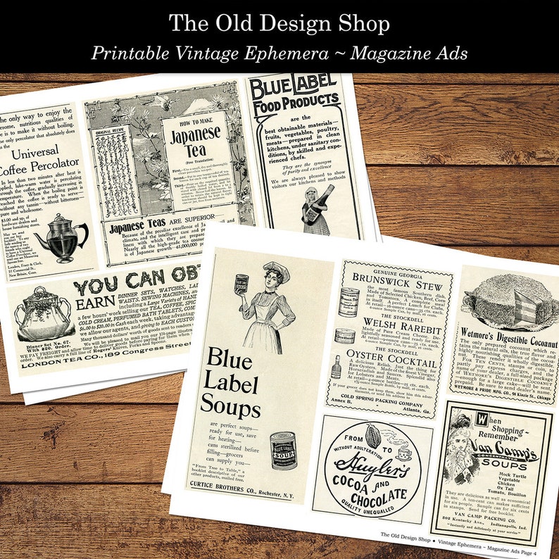 Magazine Advertisements Set 1 Vintage Printable Ads Ephemera Digital Download Collage Sheets image 3