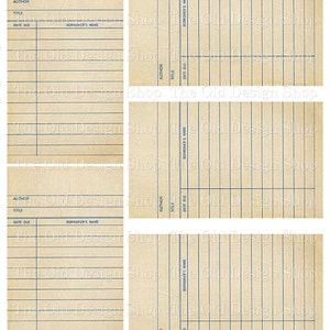 Cartes de bibliothèque imprimables couleur beige Carte de bibliothèque de style vintage pour journaux indésirables Fourniture de fabrication de cartes Feuille de collage numérique Format JPG
