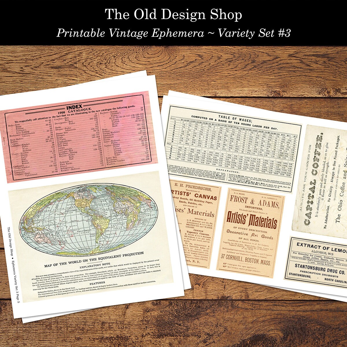 Set 3 Vintage Ephemera Variety Pack Printable Digital Download Collage ...