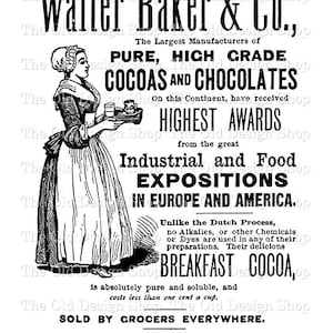 Chocolade advertentie clipart voor kaartmaken ongewenste tijdschriften Ink Saver afdrukbare vintage reclame graphics commercieel gebruik digitale download PNG-bestand