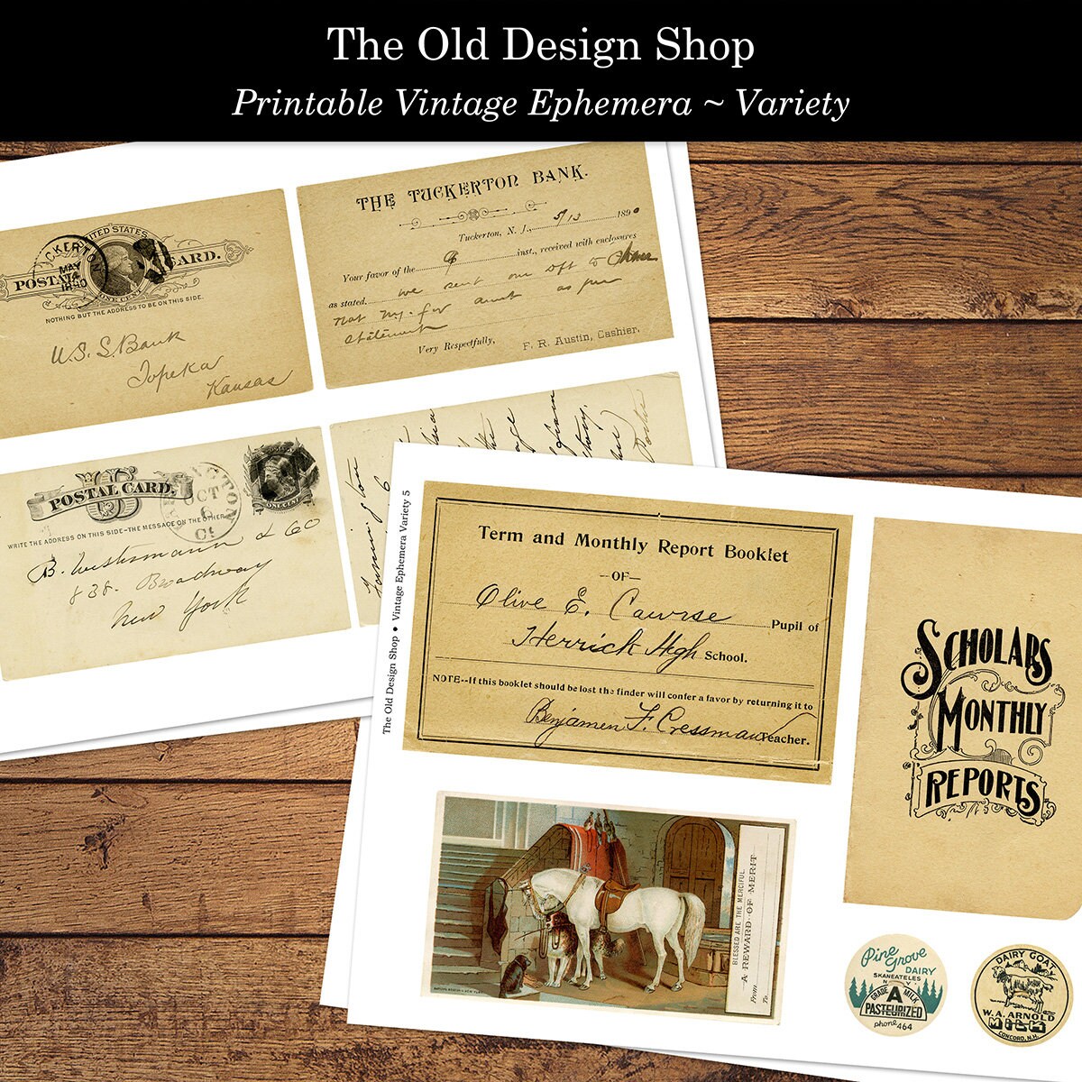 Set 1 Vintage Ephemera Variety Pack Printable Digital Download Collage ...