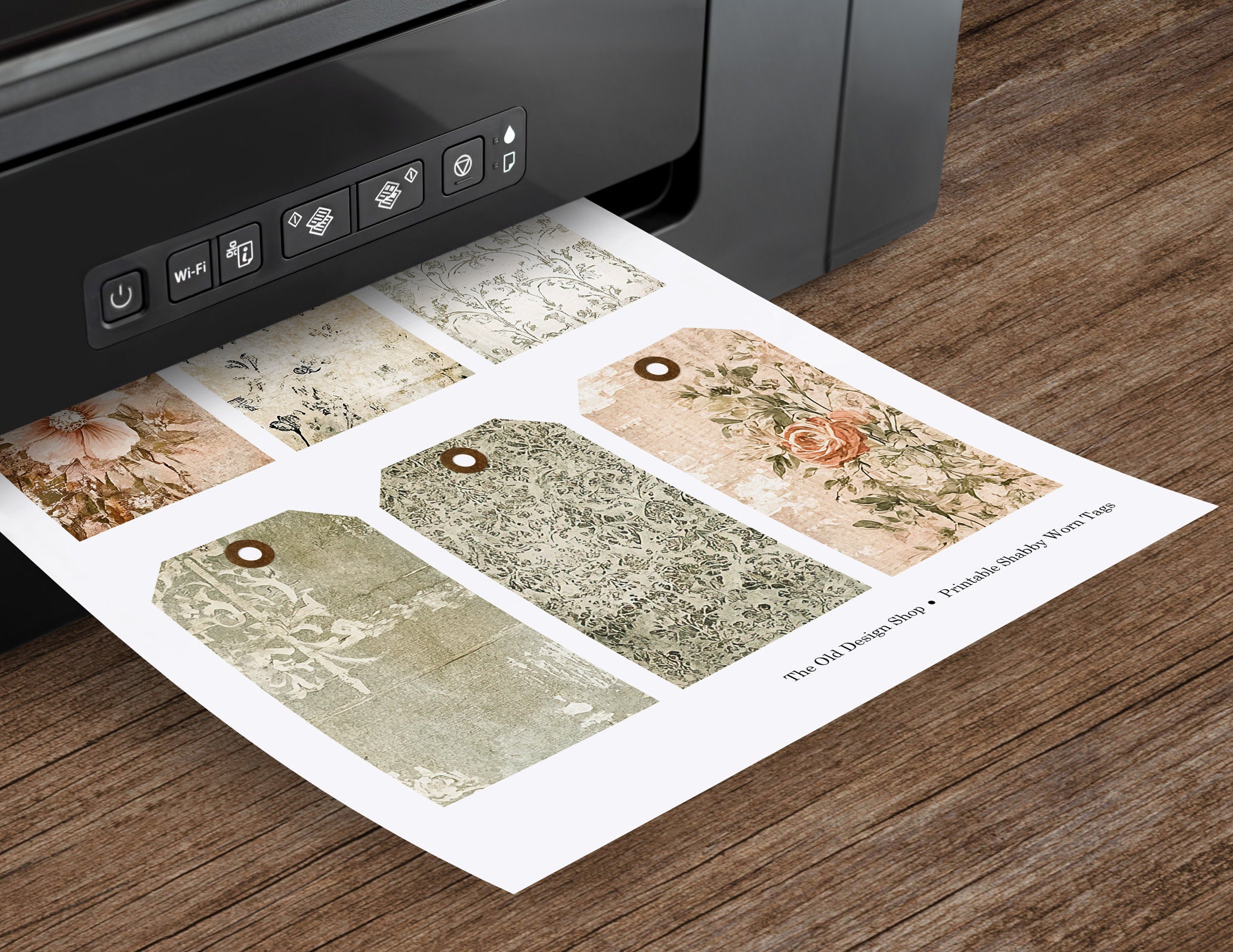 Shabby Worn Floral Tags Printable Shabby Tags Grunge Ephemera for Junk ...