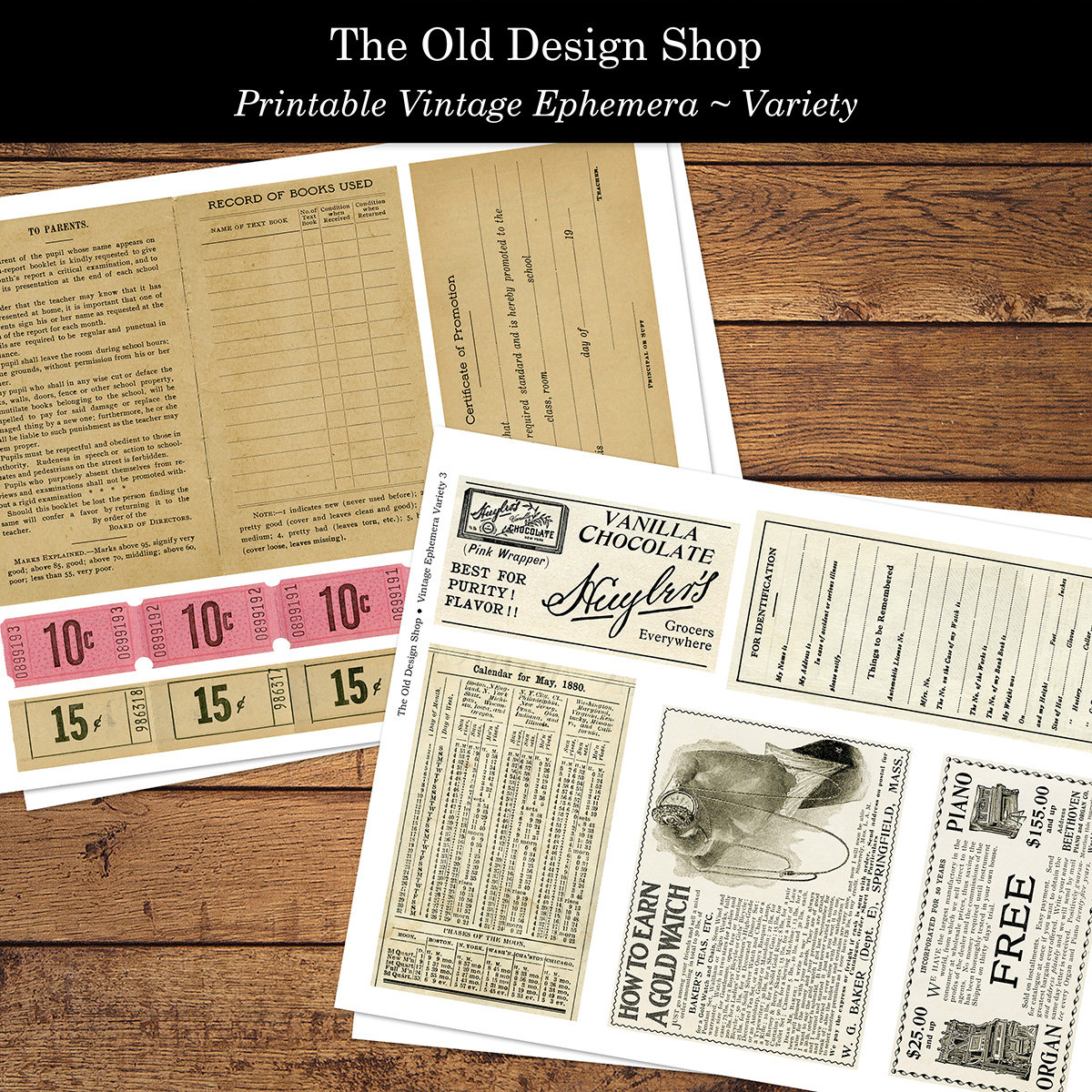Set 1 Vintage Ephemera Variety Pack Printable Digital Download Collage ...
