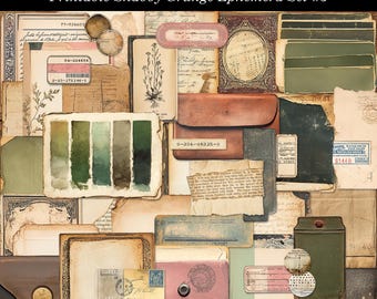 Grunge Ephemera Printable Ephemera Set #3 for Junk Journals Cardmaking Supply Shabby Grunge Labels Tags Digital Download Ephemera JPG PNG