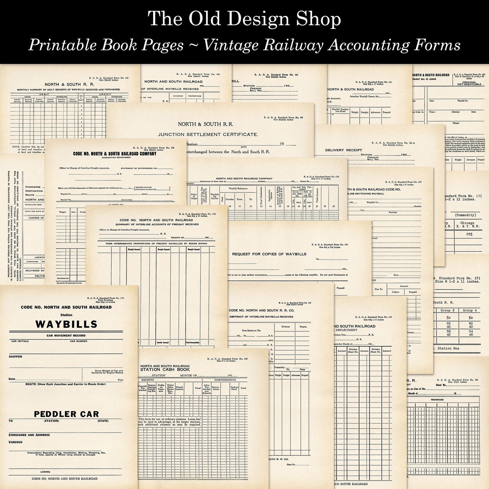 20 Antique Railway Accounting Forms Vintage Printable Book Etsy