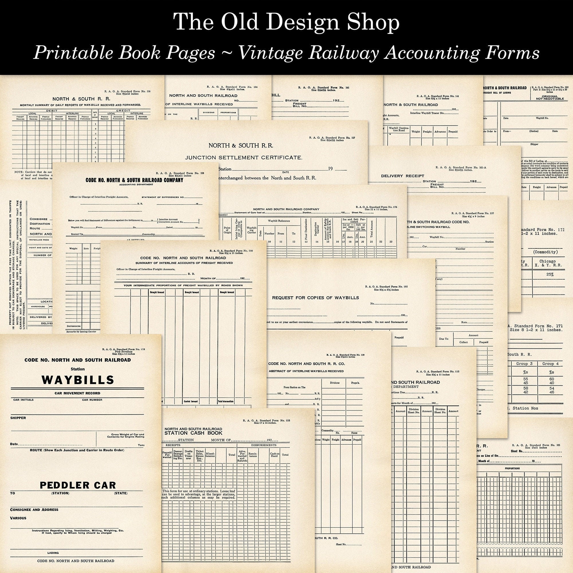 20 Antique Railway Accounting Forms Vintage Printable Book Etsy Canada