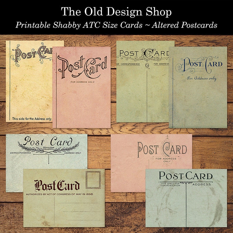 ATC Size Cards Altered Vintage Postcards Digital Download Printable Collage Sheet image 1