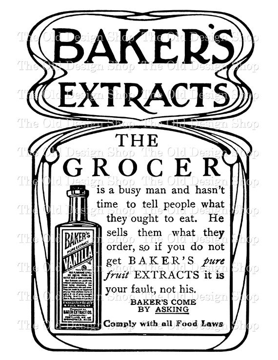 Vanilla Extract Commercial Use Clip Art Vintage Kitchen Baking Etsy