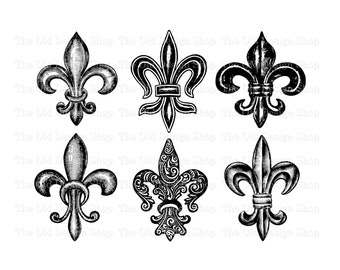 Fleur de Lis Clipart for Junk Journals Cardmaking Supply French Ephemera Commercial Use Digital Stamp Transfer Image PNG and JPG Formats