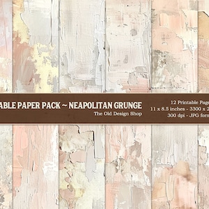 Afdrukbare Grunge Junk Journal handtekeningen Paper Pack Shabby Papers Napolitaanse kleuren voor Junk Journals Cardmaking Supply Digitale Download JPG