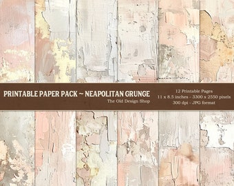 Printable Grunge Junk Journal Signatures Paper Pack Shabby Papers Neapolitan Colors for Junk Journals Cardmaking Supply Digital Download JPG