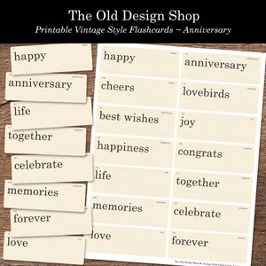 Gelukkige verjaardag Flashcards Afdrukbare Junk Journal Ephemera Cardmaking Supply Retro Vintage Flash Card Clipart Liefdeswoorden Digitale Download
