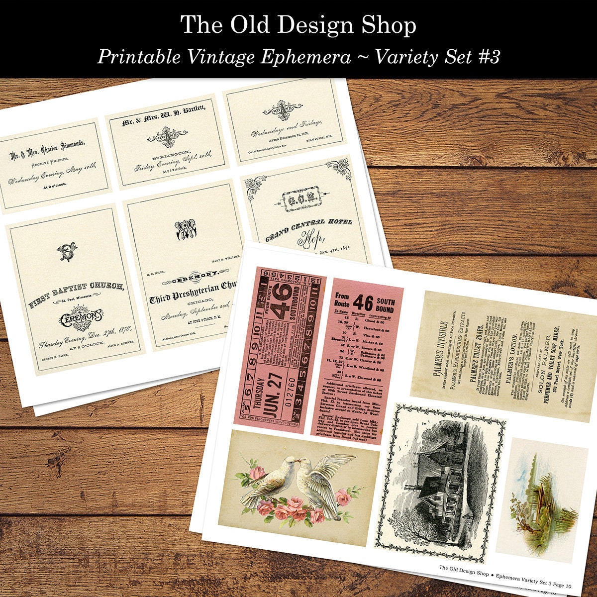 Set 3 Vintage Ephemera Variety Pack Printable Digital Download Collage ...