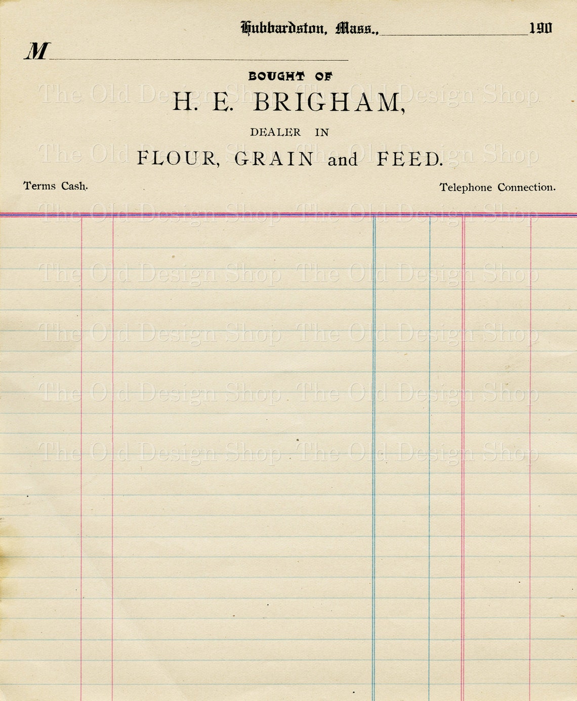 Vintage Accounting Ledger Page Printable Ephemera Brigham Etsy