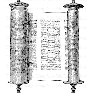 Hebrew Scroll Clipart for Cardmaking Junk Journals Ink Saver Vintage Scroll Graphics Sublimation Transfer Commercial Use Digital Download