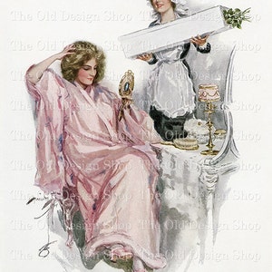 Harrison Fisher Vintage Lady Graphics voor kaartmaken ongewenste tijdschriften meid levert bloemen Vintage afdrukbare kunst commercieel gebruik digitale JPG