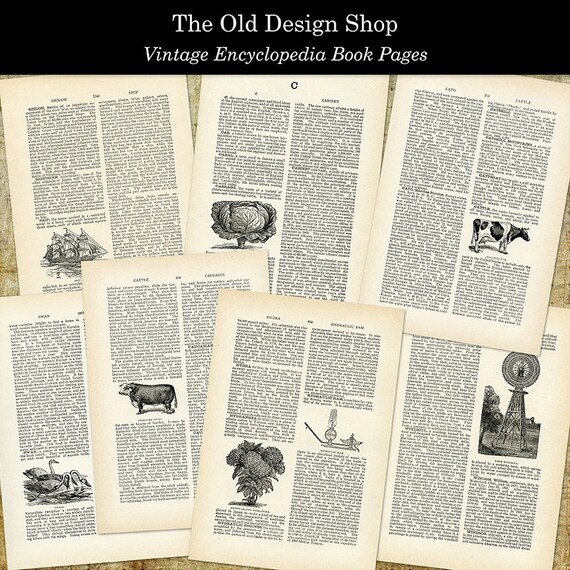 14 Vintage Encyclopedia Book Pages Commercial Use Digital 14 Vintage Encyclopedia Book Pages Commercial Use Digital