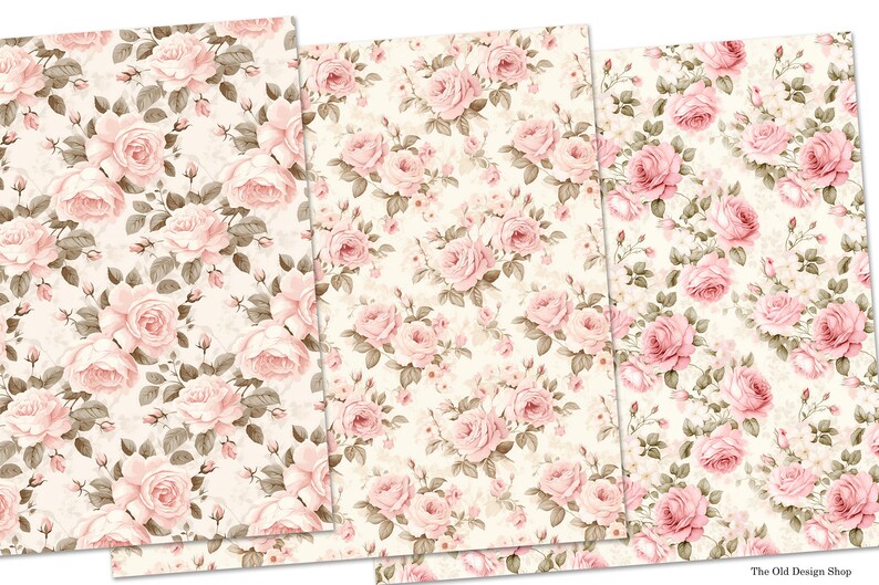 Soft Pink Roses Seamless Pattern Rose Background Digital Paper Vintage ...