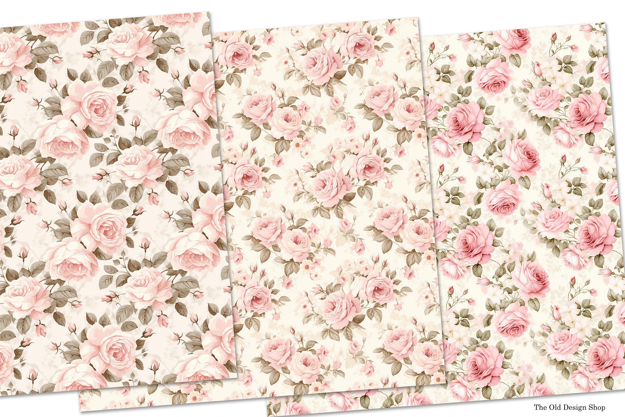 Soft Pink Roses Seamless Pattern Rose Background Digital Paper Vintage ...